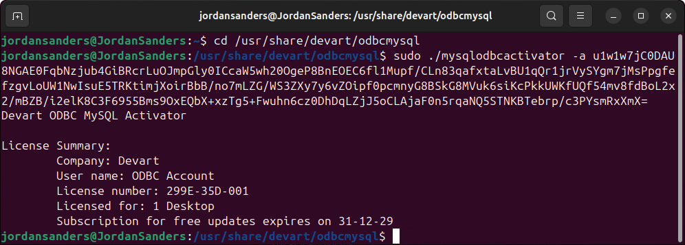 Activate the driver on Linux
