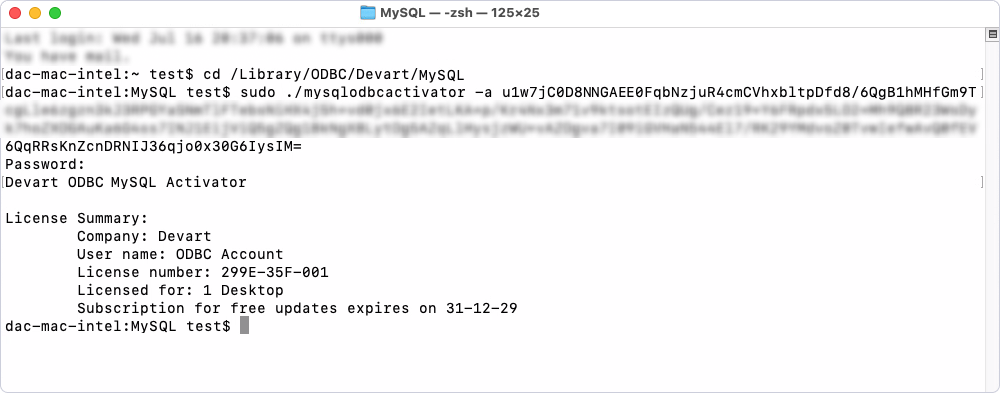 Activate the driver on macOS