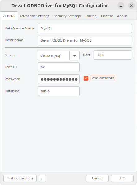 Create a DSN on Linux: connection parameters