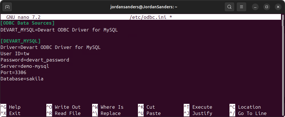 Create a DSN by configuring the odbc.ini file