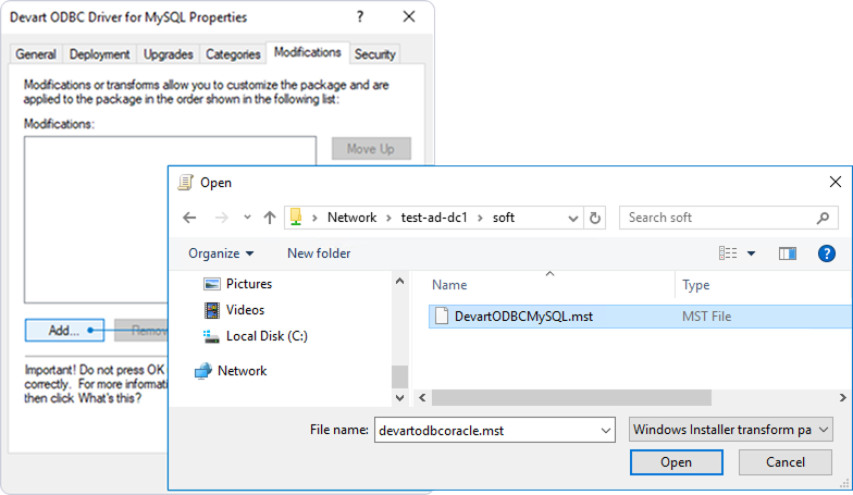 Select deployment via MST file
