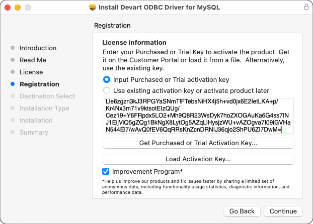 ODBC Driver activation