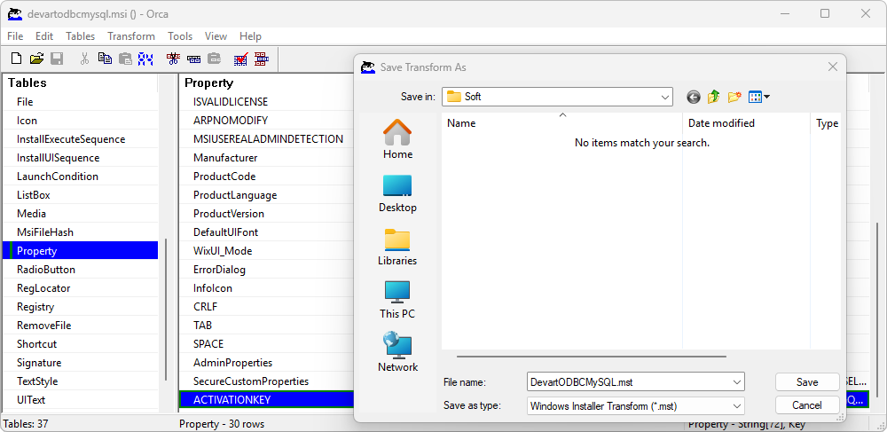 Save an MST file using Orca