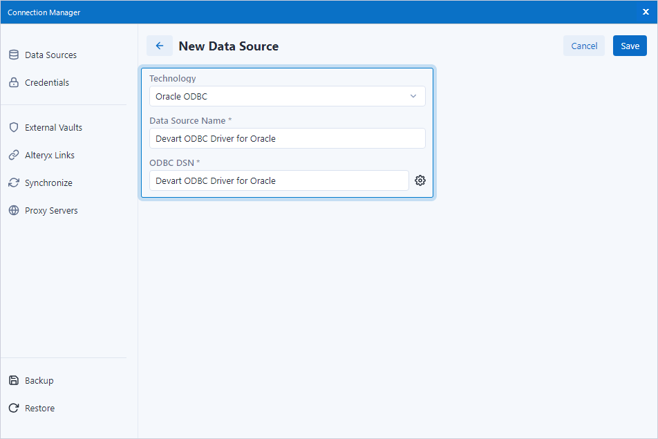 Configure a new data source