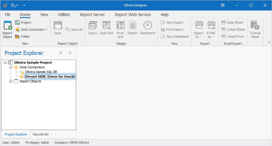 Project Explorer with the expanded Data Connections subfolder containing a new connection