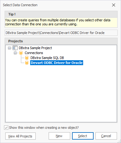 The Select Data Connection dialog