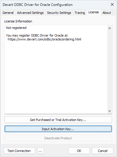 Driver Configuration dialog