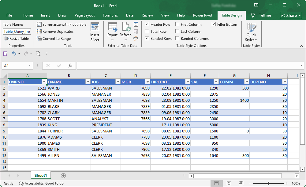 Return data to Excel and finish data import