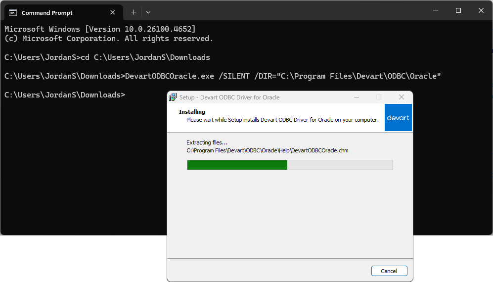 Install the driver using the command line
