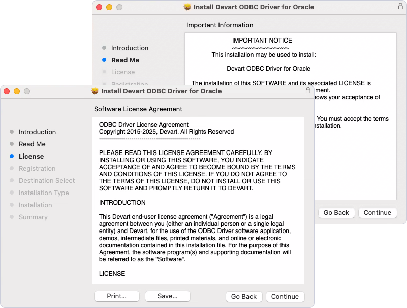 ODBC Driver license information