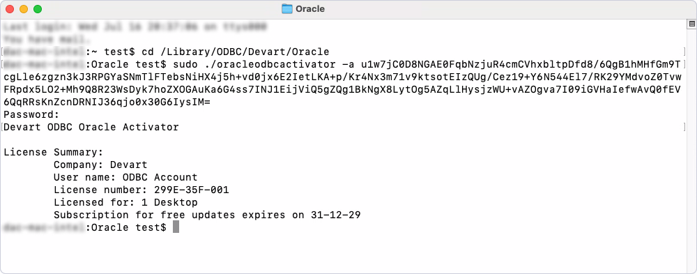 Activate the driver on macOS