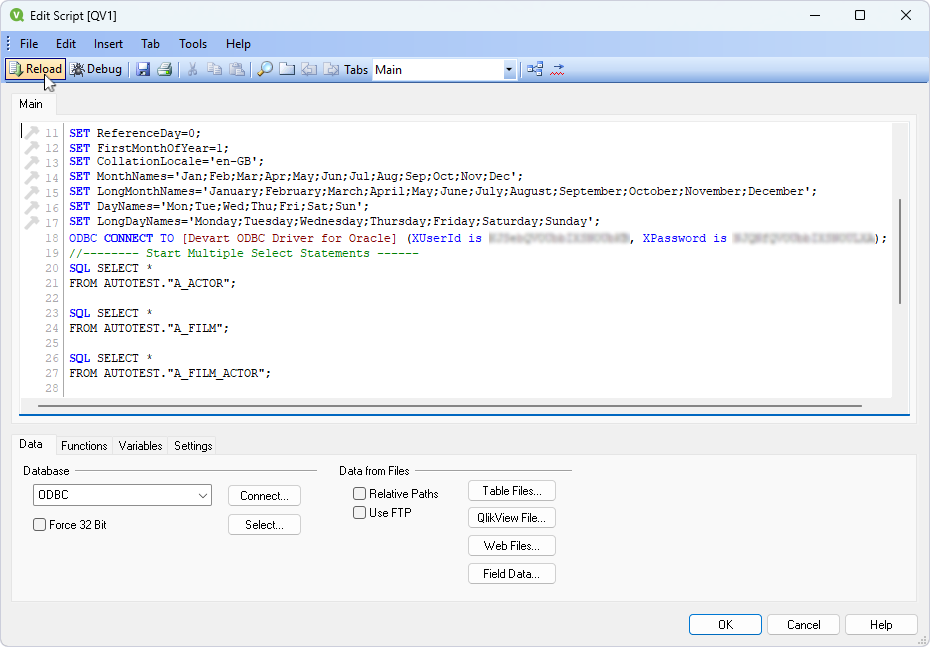 The Edit Script dialog with a SELECT statement