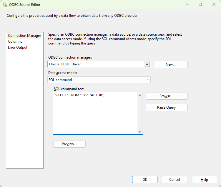 Get data using a SQL query