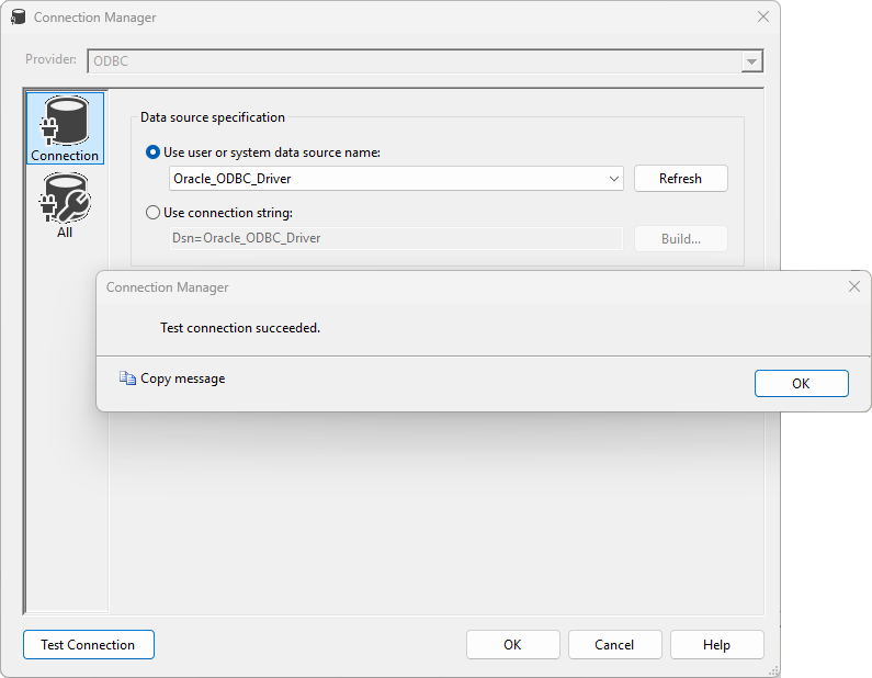 Select the required DSN