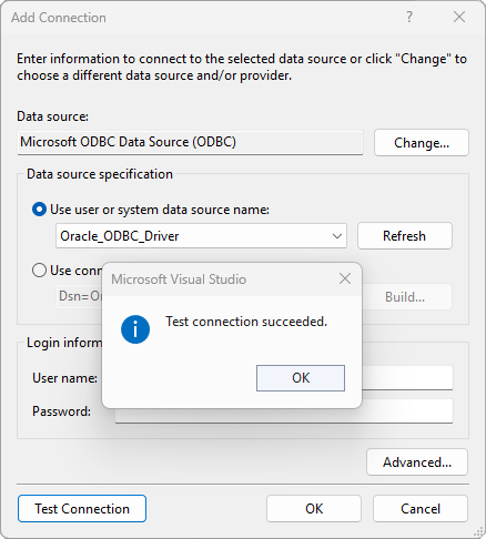 Connect Visual Studio to Oracle - Test Connection