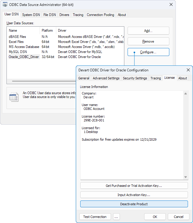 Deactivate the driver on Windows