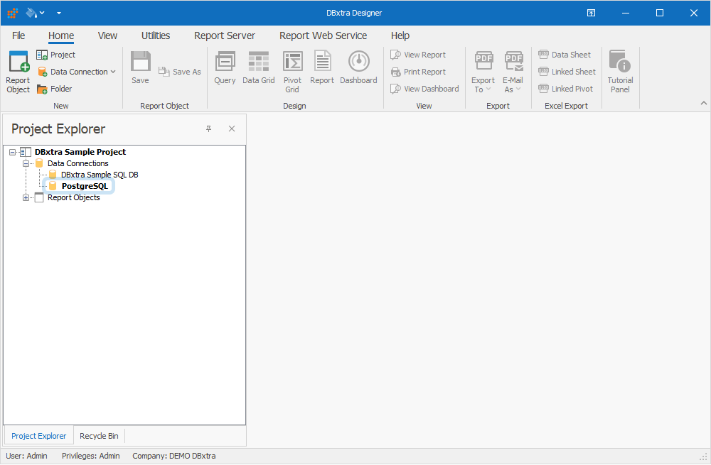 Project Explorer with the expanded Data Connections subfolder containing a new connection