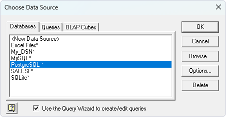 Choose the data source