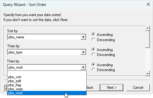 Filter and sort data wizards