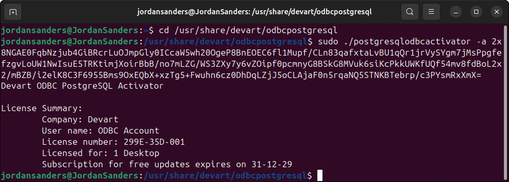 Activate the driver on Linux