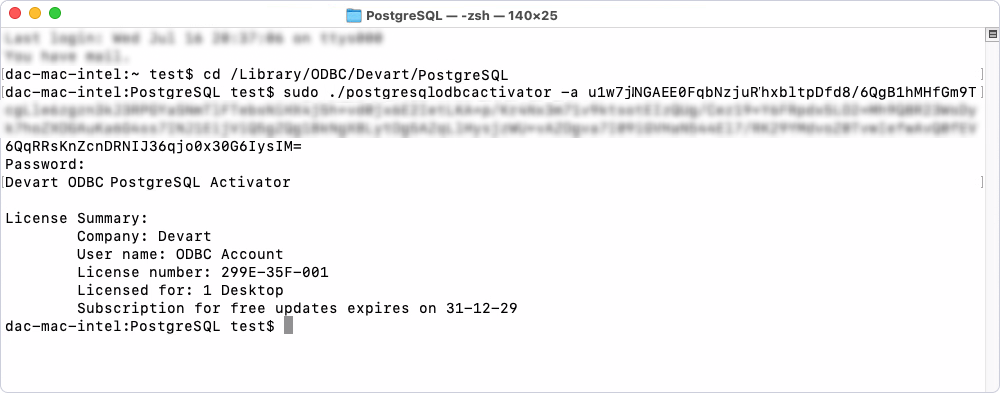 Activate the driver on macOS