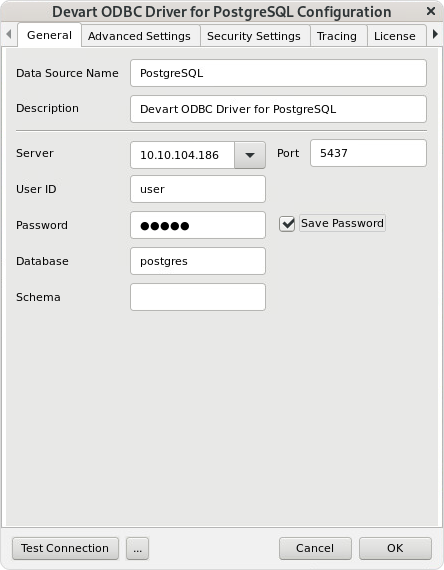 Create a DSN on Linux: connection parameters