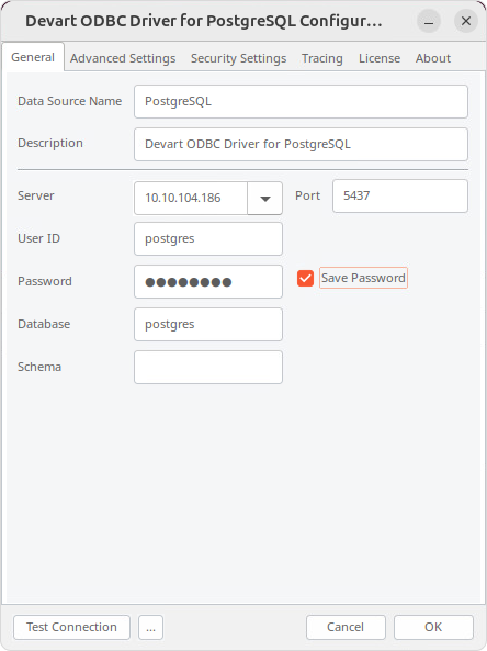 Create a DSN on Linux: connection parameters