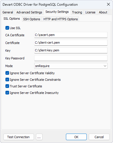 ODBC security settings for Heroku