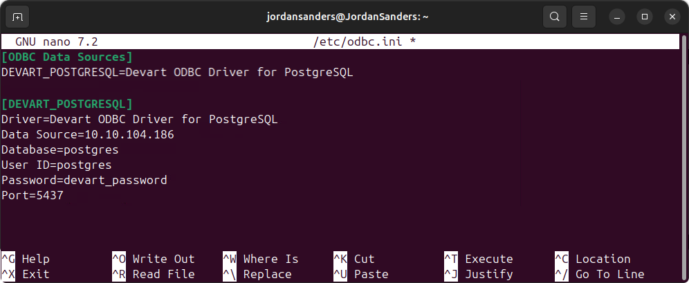 Create a DSN by configuring the odbc.ini file
