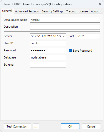 ODBC configuration for Heroku