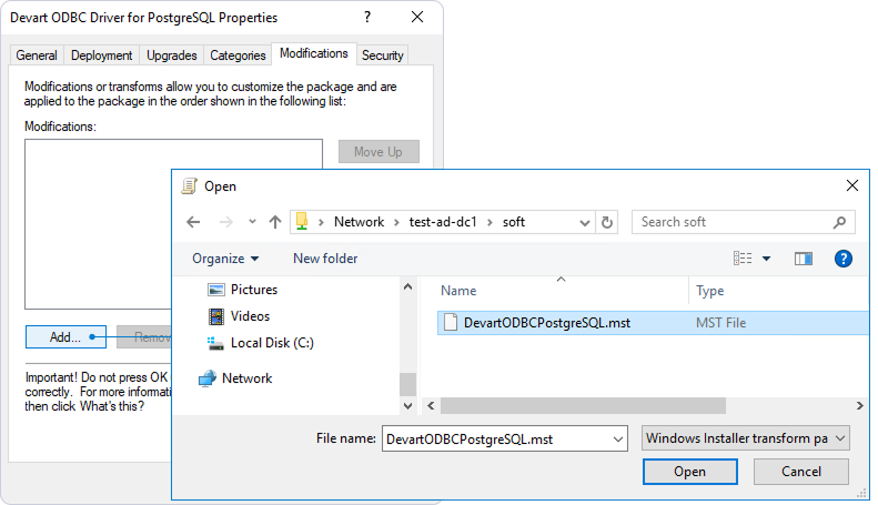 Select deployment via MST file