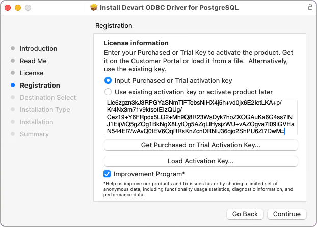 ODBC Driver activation