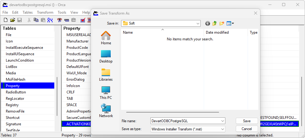 Save an MST file using Orca
