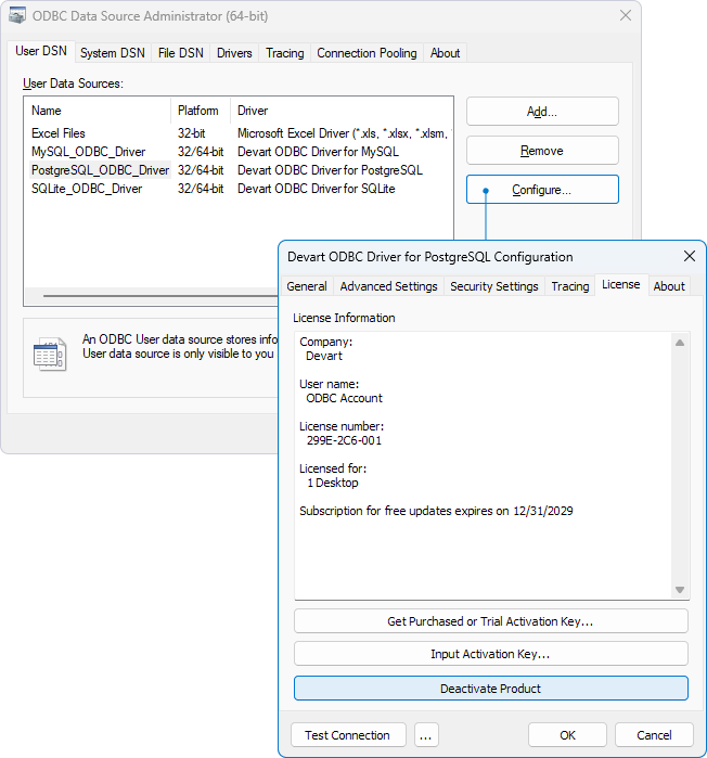 Deactivate the driver on Windows