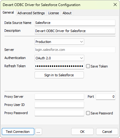Devart ODBC Driver for Salesforce Configuration