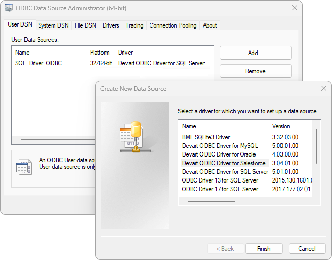 Create a Windows DSN for Salesforce