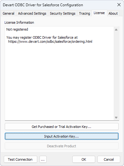 Driver Configuration dialog