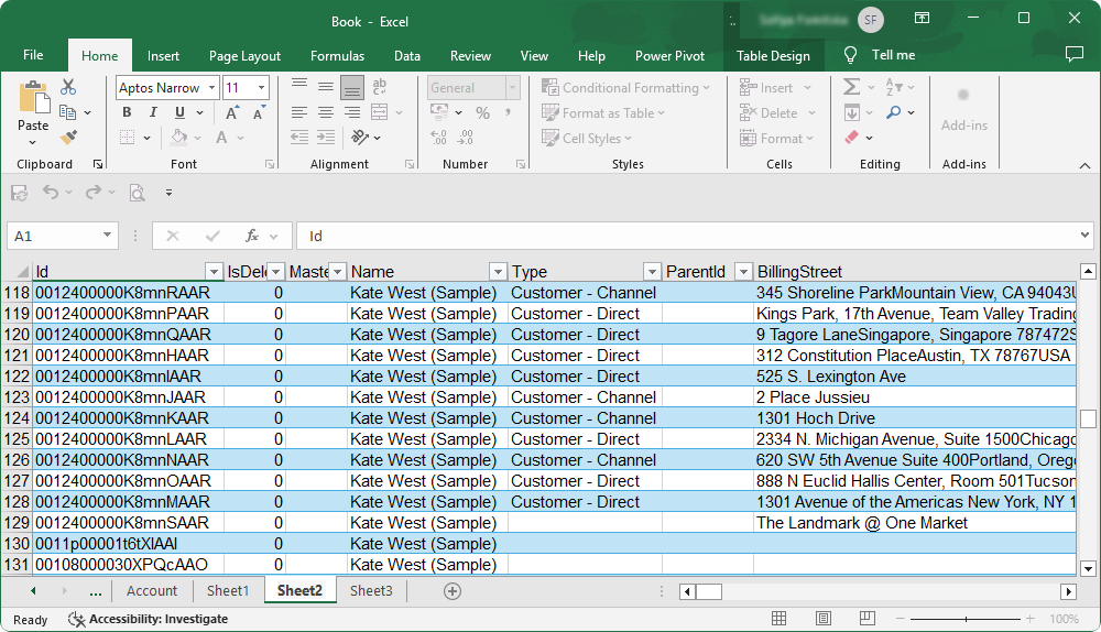 Return data to Excel and finish data import