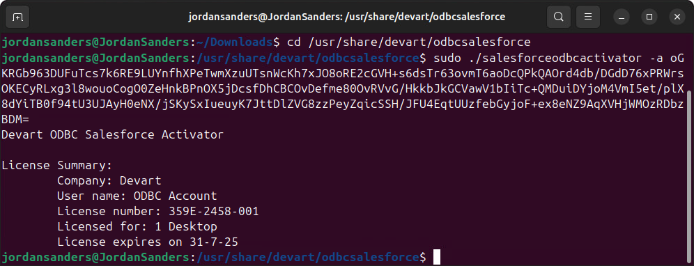 Activate the driver on Linux