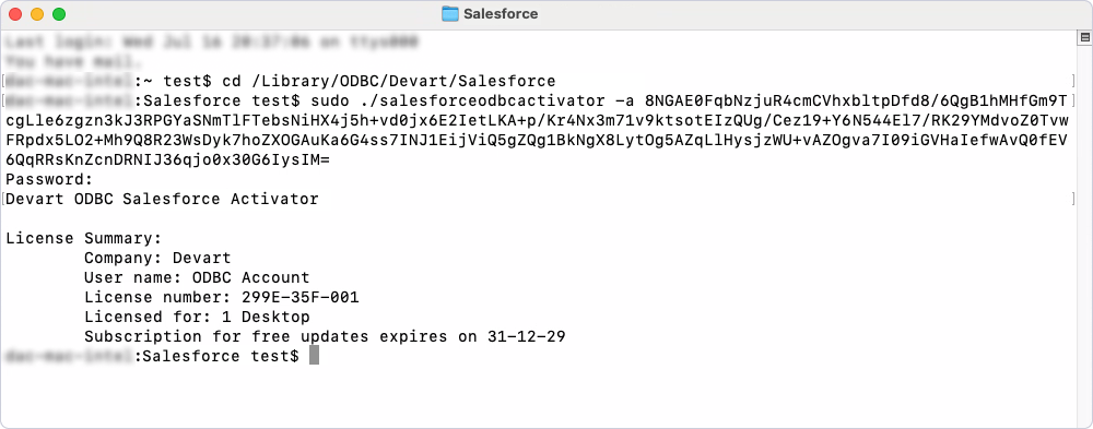 Activate the driver on macOS