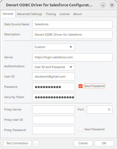 Create a DSN on Linux: connection parameters