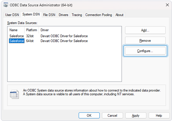 Configure DSN