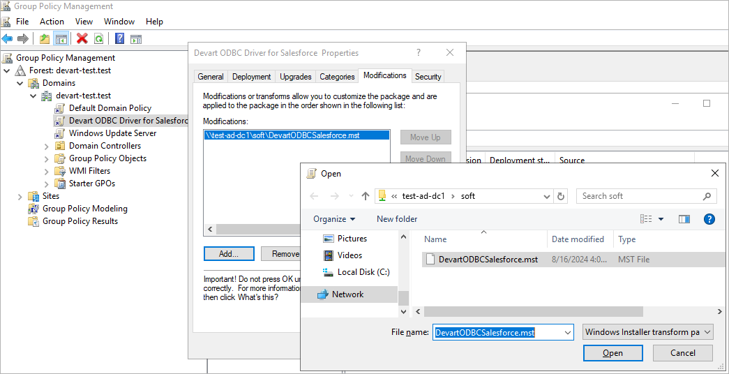 Select deployment via MST file