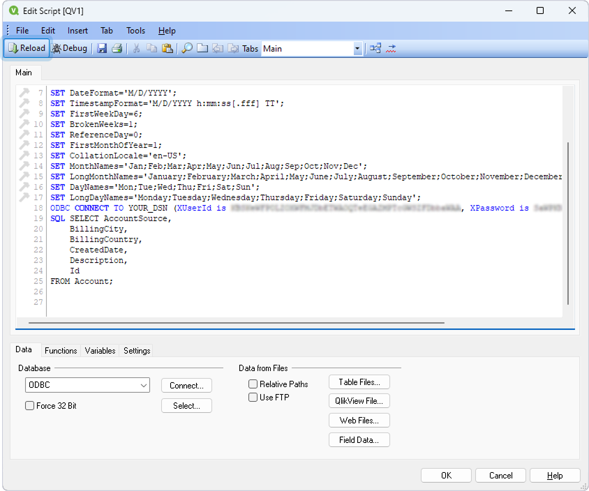 The Edit Script dialog with a SELECT statement