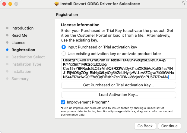ODBC Driver activation