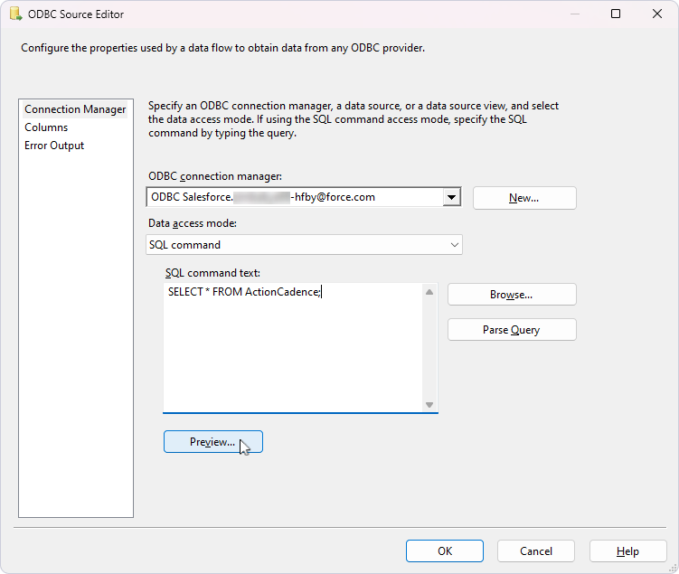 Get data using a SQL query