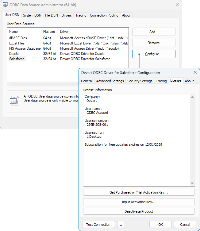 View license information
