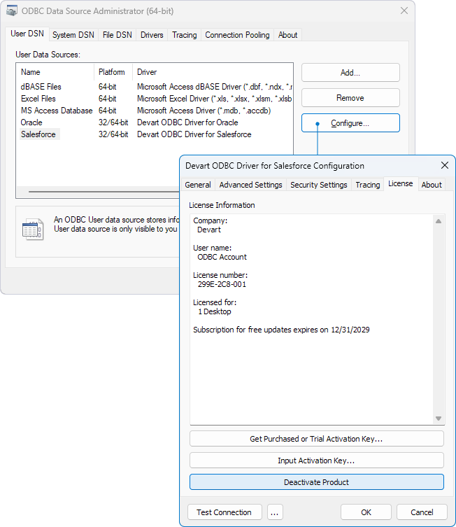 Deactivate the driver on Windows