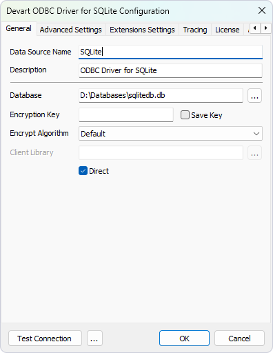 Devart ODBC Driver for SQLite Configuration