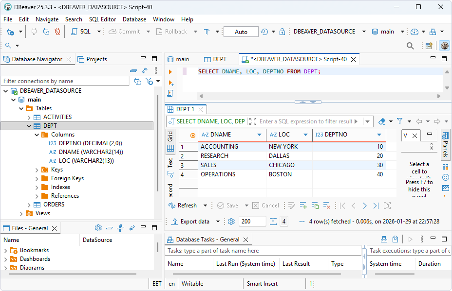 SQL query is executed in DBeaver Community